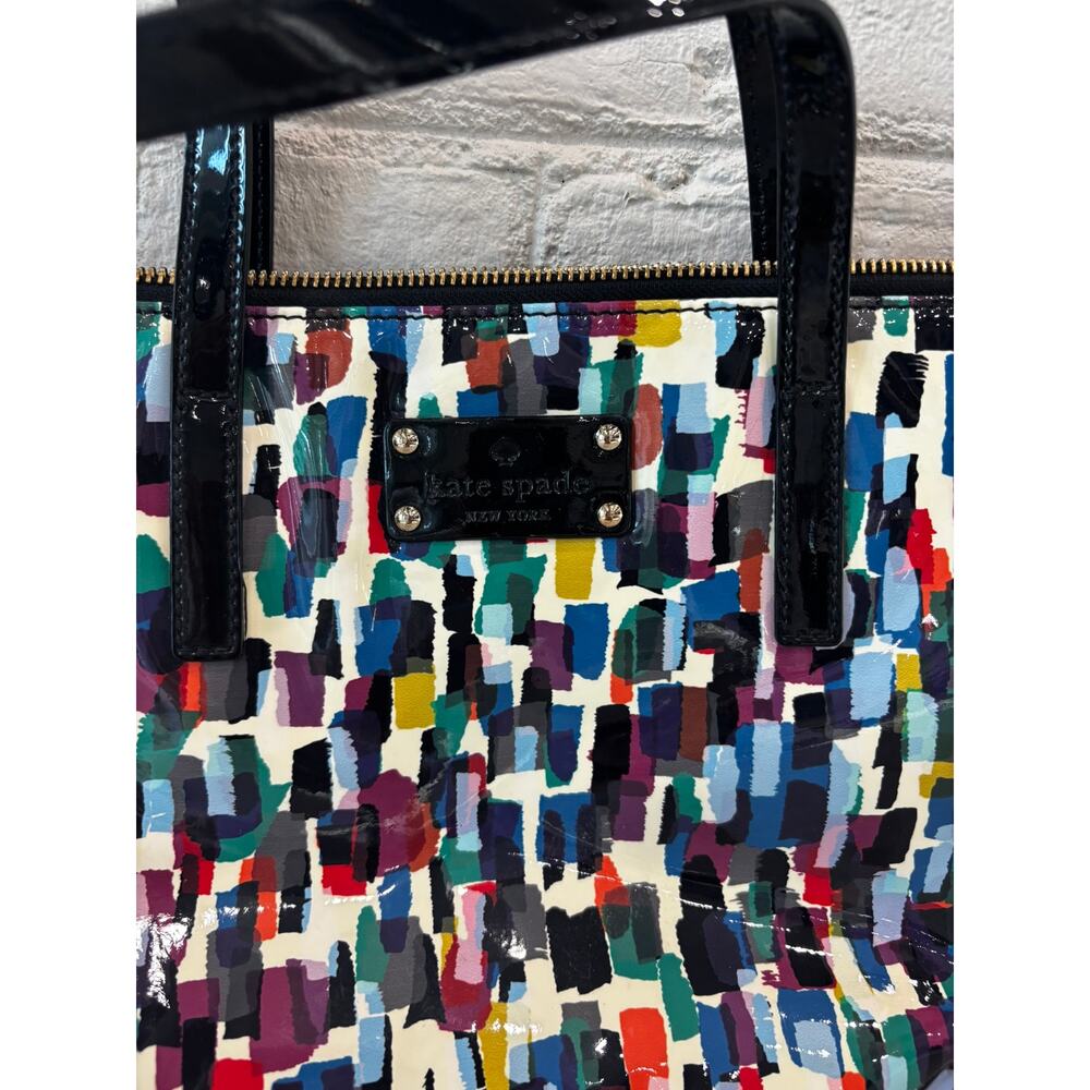 kate spade Multicolor Paint-Brush Stroke Patent Leather Tote - Picture 2 of 6